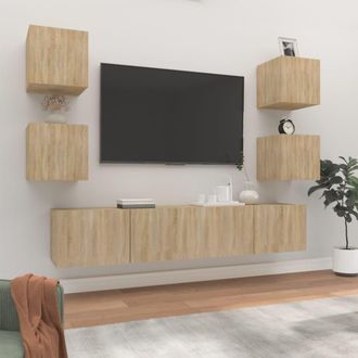 vidaXL Vidaxl - Set De Muebles Para Tv 6 Pzas Madera Contrachapada Roble Sonoma