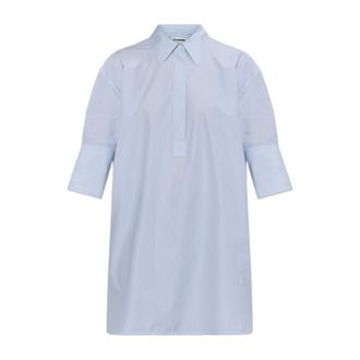 Jil Sander Dames, Jurken, Blauw, Maat: M Katoen