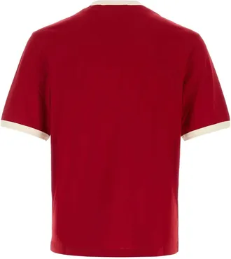 Ami Cotton Crew Neck with Embroidered Logo T-Shirt - Red