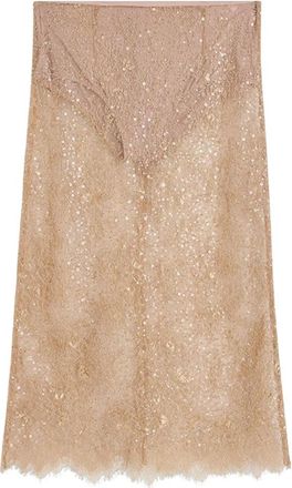 Birgitte Herskind Risa Rok - Dames - Midirokken - Beige - L - Leer - Rokken