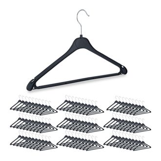 Relaxdays Pack 90 Perchas Ropa Con Gancho Giratorio, Pl&aacute;stico, Colgadores Camisas, Blusas, Pantalones, 23 X 42,5 X 0,7 Cm, Negro