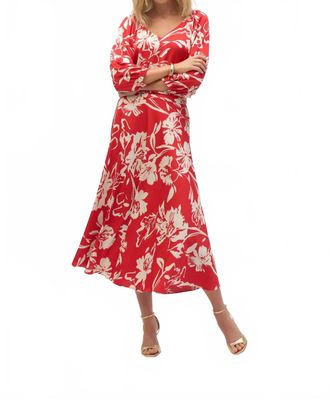 Joseph Ribkoff Floral Print Straight Top In Red/cream