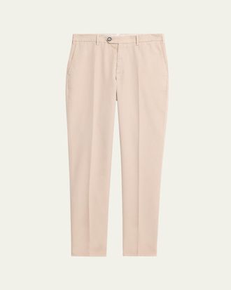 Brunello Cucinelli Mens Cotton Straight Leg Flat-Front Pants