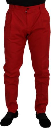 Dolce & Gabbana Mens Casual Dress Pants Red Cotton - Size EU 44 (Mens)