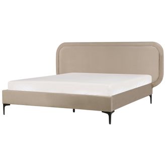 Beliani Beliani - Cama Moderna Con Somier De Terciopelo Beige 140 X 200 Cm Suzette