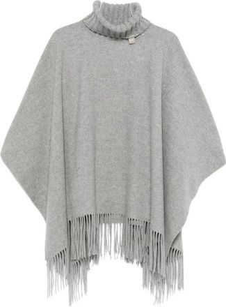 Fabiana Filippi Ponchos, female, Gray, ONE SIZE, Grey Wool Poncho Jacket