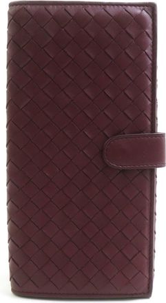 Bottega Veneta Bordeaux Leather Long Wallet (Bi-Fold) (Pre-Owned)