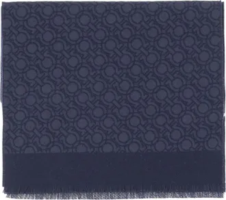 Ferragamo Hook Pattern Fringed Wool Scarf