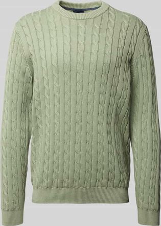 Christian Berg Strickpullover mit gerippten Abschlüssen in Schilf, Größe 3XL