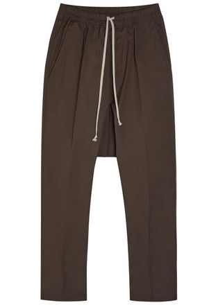 Rick Owens Tapered-leg Stretch-cotton Poplin Trousers - Dark Brown - 52 (IT52 / XL)