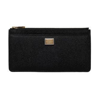 Dolce & Gabbana Accessoires, Dames, Zwart, ONE Size, Leer, Leren Kaarthouder Pouch