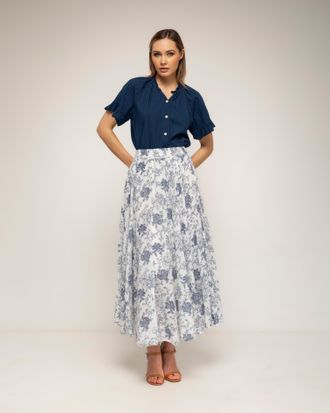 Tantra Lange uitlopende bloemenprint rok met elastische taille