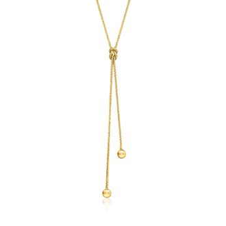 RS Pure by Ross-Simons Italian 14kt Yellow Gold Lariat Knot Necklace