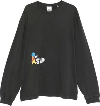 A Gold E T-shirt met ronde hoge hals en lange mouwen - Grijs