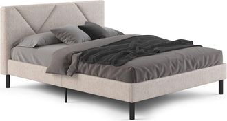 Dmora Letto piazza e mezza Zeffirio, Letto imbottito in tessuto con testiera, Doghe in legno, adatto a materasso da 120x190, Grigio - Dmora
