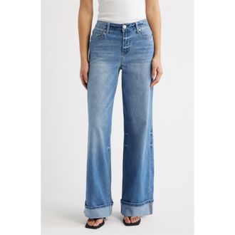 1822 Denim High Waist Cuff Slim Wide Leg Jeans in Kinsley at Nordstrom, Size 31