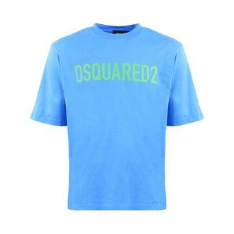 Dsquared2 T-Shirts, male, Blue, M, Eco Dyed Blue Mens Fashion