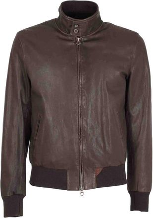 STEWART Modder Interieur Stijl - Heren - Leren en Su&egrave;de Jassen - Bruin - 2XL - Leer - Jassen