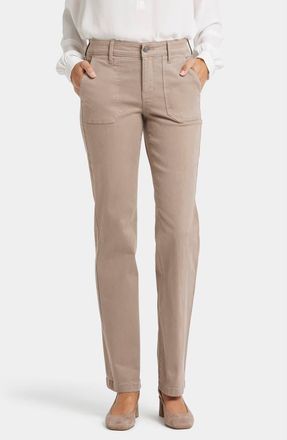 NYDJ Marilyn Utility Pocket Straight Leg Jeans in Country Oak at Nordstrom, Size 10P