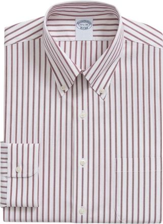 Brooks Brothers Gestreept Slim Fit Katoenen Overhemd - Heren - Zakelijke Overhemden - Rood - M - Katoen - Overhemden