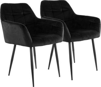 Elama 2 Piece Velvet Tufted Accent Chair with Metal Legs in Black at Nordstrom