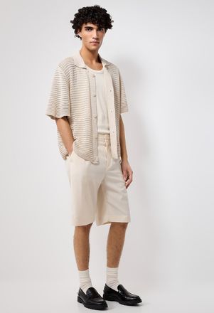 IM BRIAN Mens Pleated fluid Bermuda Shorts