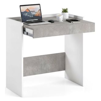Dmora Dmora - Escritorio Dbeltr&aacute;, Escritorio Moderno Con Caj&oacute;n, Mesa De Estudio U Oficina Para Porta Libros De Pc, 100% Made In Italy, 80x40h79 Cm, Blanco Y