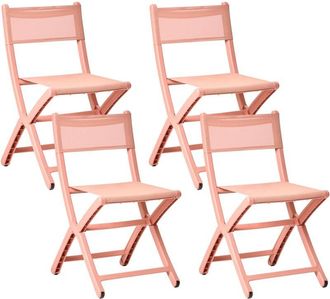 Beliani Beliani - Set of 4 Plastic Dining Chairs Indoor Outdoor without Armrests Folding Coral Talca