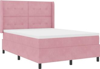 vidaXL Box Spring Bed with Headboard Pink 140 x 190 cm Velvet vidaXL