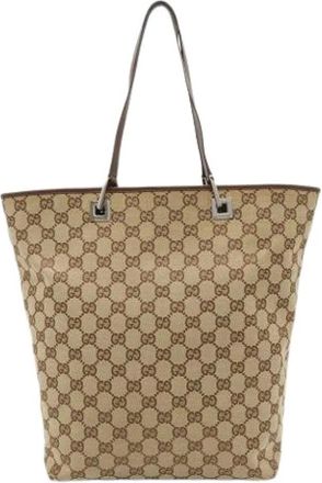 Gucci Pre-owned GG Canvas Shoulder Tote - Dames - Vintage Shopper - Beige - ONE Size - Leer - Vintage