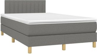 vidaXL Vidaxl - Cama Box Spring Con Colch&oacute;n Y Led Tela Gris Oscuro 120x200 Cm