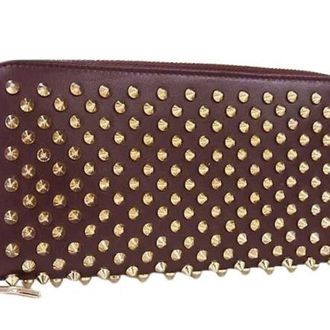 Christian Louboutin Bordeaux Leather Long Wallet (Bi-Fold) (Pre-Owned)