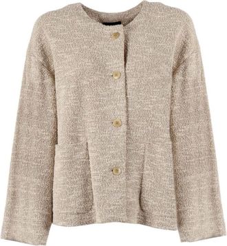 Emporio Armani Beige Round Neck Blazer Jacket