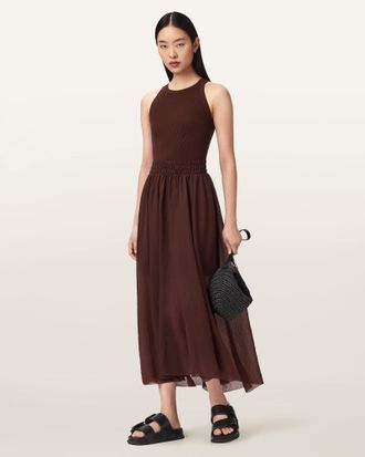 AllSaints Zenia Sleeveless Asymmetric Midi Dress