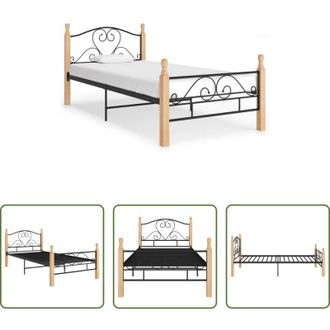 vidaXL Letto singolo - Giroletto Nero in Metallo 90x200 cm