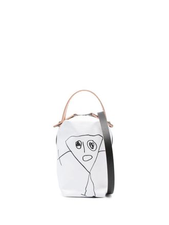 Plan C Pili And Bianca leren crossbodytas - Wit