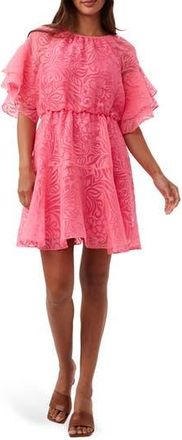 Trina Turk Ferry Flutter Sleeve Burnout Dress in Papillon Pink at Nordstrom Rack, Size X-Large