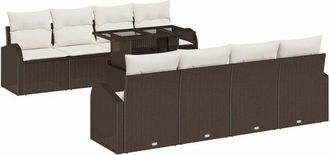 vidaXL Vidaxl - Garden Sofa Set Manual 9 pcs Brown 100 x 55 x 73 cm Poly rattan