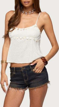 Edikted Mooka Embellished Tank in Cream at Nordstrom, Size X-Large