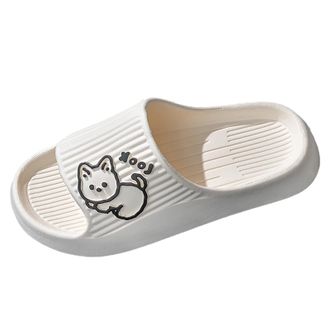 Generic 2023 Summer Cute Female Cartoon Animal Slippers with Soft Sole for Indoor Outdoor Home Comfort Wear (White, 5.5)