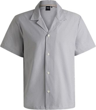 BOSS Regular-fit beach shirt in seersucker fabric