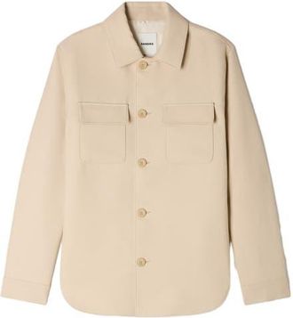 Sandro Buttoned overshirt in Beige at Nordstrom, Size Xx-Large