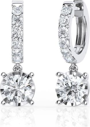 Grown Brilliance 2 Carat Lab Grown Diamond Dangle Drop Huggie Hoop Earrings
