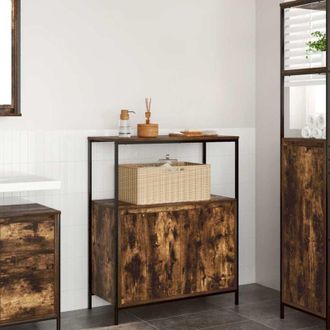 vidaXL Bathroom Cabinet with Shelves Smoked Oak 76.5x35x95 cm Vidaxl
