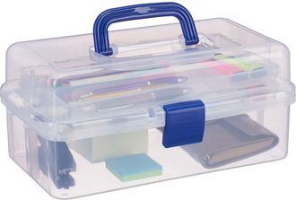 Relaxdays Relaxdays - Set De 10 Estuches De Pl&aacute;stico, Organizador Con Nueve Compartimentos, Asas, Cierre Click, Azul, 14 X 33 X 19 Cm