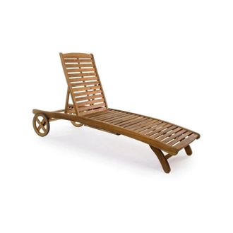BIZZOTTO Lettino Prendisole Noemi in Legno di Acacia con Schienale Reclinabile e Tavolino Estraibile da Esterno - Bizzotto