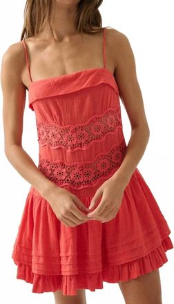 Promesa Drop-Waist Lace Mini Dress In Rich Cherry Red