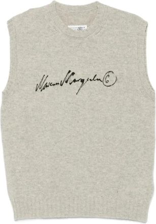 Maison Margiela Mouwloze Waistcoat met Ronde Hals - Heren - Spencers - Grijs - XL - Truien & Vesten