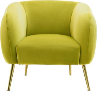 Premier Housewares Interiors by Premier Olive Velvet Armchair, Foaming Seat With Gold Metal Legs For Comfortable Seating, Living Room Accent Chair
