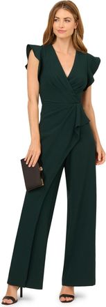 Adrianna Papell Womens Crepe Overlay Jumpsuit - Green - Size 14 UK